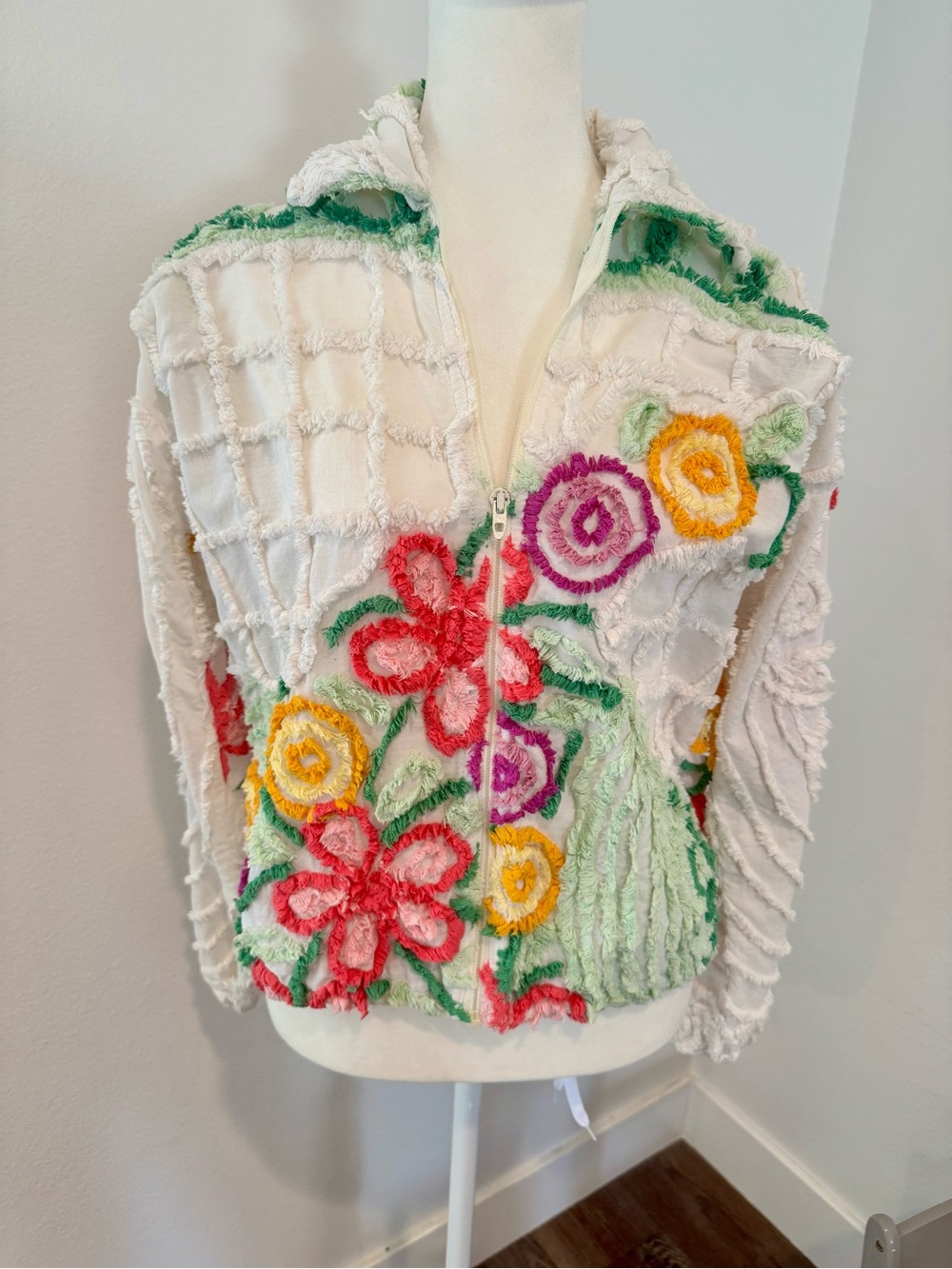 Vintage Damze San Diego Early Canyon Chenille Full Zip Jacket Medium Boho 80s 90
